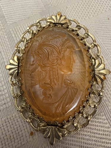 Vintage amber glass - , intaglio